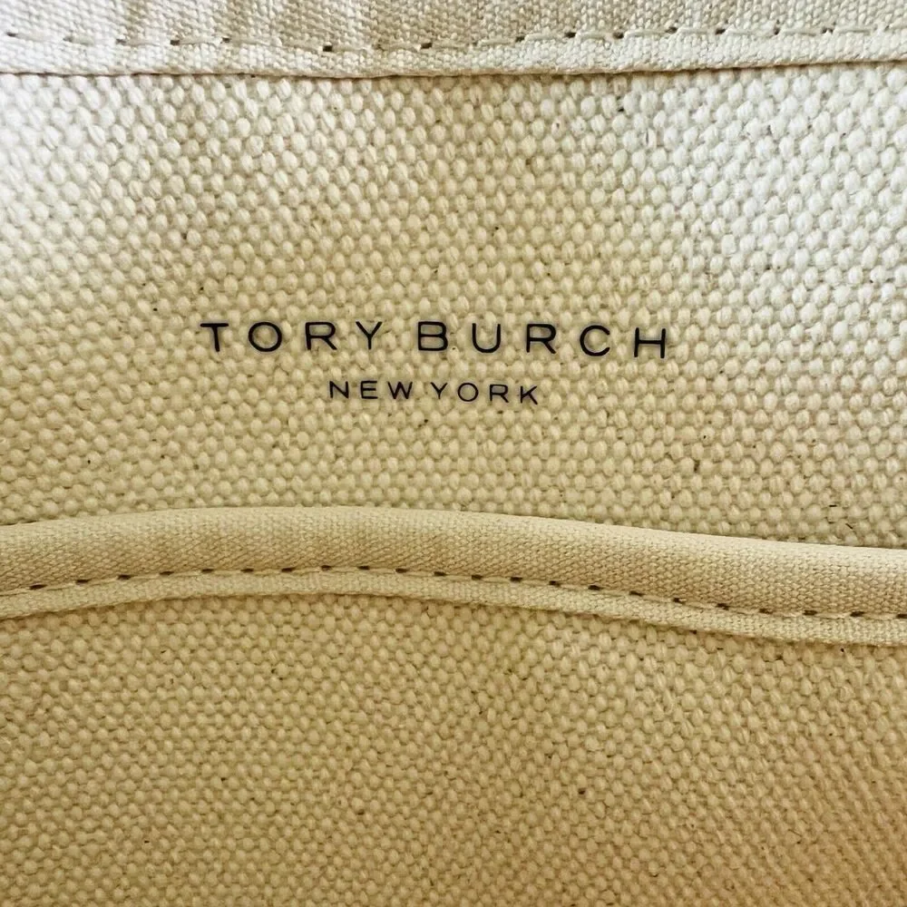 TORY BURCH Mercer Natural Canvas Medium Tote Bag